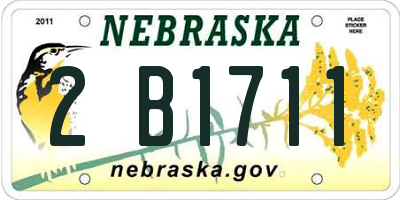 NE license plate 2B1711