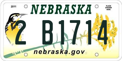 NE license plate 2B1714