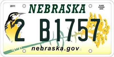 NE license plate 2B1757