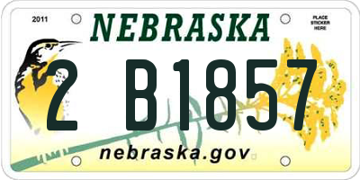 NE license plate 2B1857