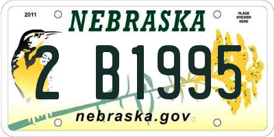 NE license plate 2B1995