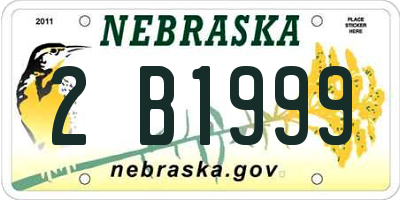 NE license plate 2B1999