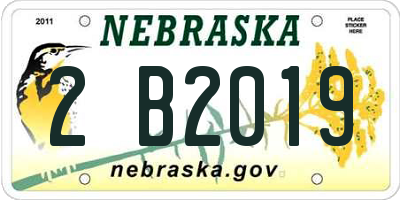 NE license plate 2B2019