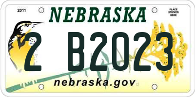 NE license plate 2B2023