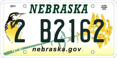 NE license plate 2B2162