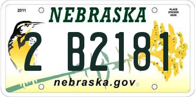 NE license plate 2B2181