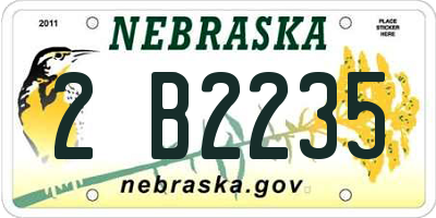 NE license plate 2B2235