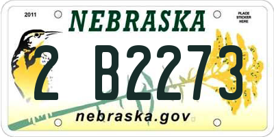 NE license plate 2B2273