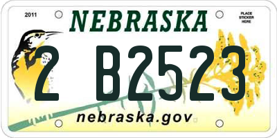 NE license plate 2B2523
