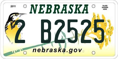 NE license plate 2B2525