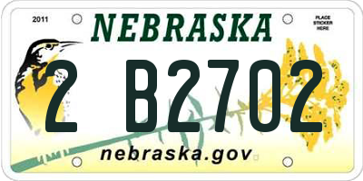 NE license plate 2B2702