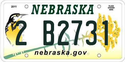 NE license plate 2B2731