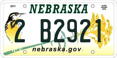 NE license plate 2B2921