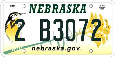 NE license plate 2B3072