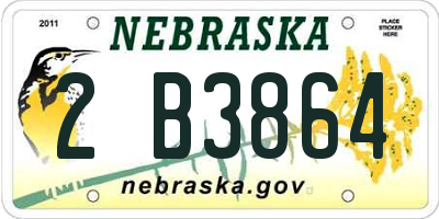 NE license plate 2B3864