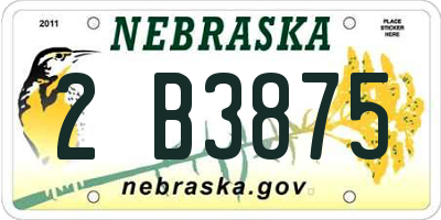 NE license plate 2B3875