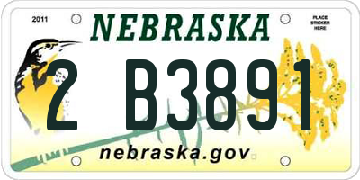 NE license plate 2B3891