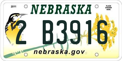 NE license plate 2B3916