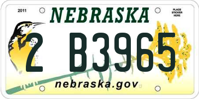 NE license plate 2B3965