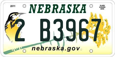 NE license plate 2B3967