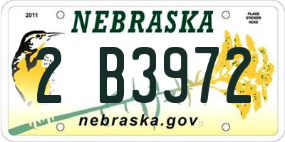 NE license plate 2B3972