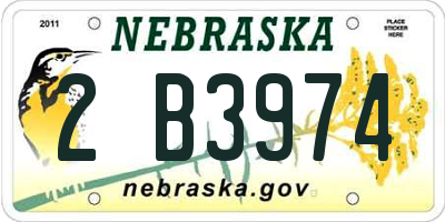 NE license plate 2B3974