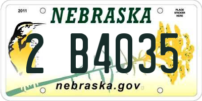 NE license plate 2B4035