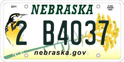 NE license plate 2B4037