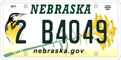 NE license plate 2B4049