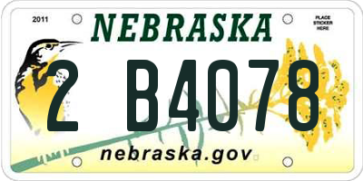 NE license plate 2B4078