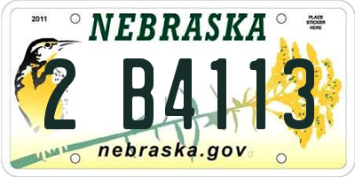 NE license plate 2B4113