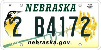 NE license plate 2B4172