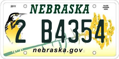 NE license plate 2B4354