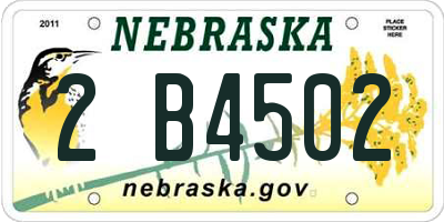 NE license plate 2B4502