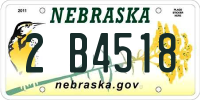 NE license plate 2B4518