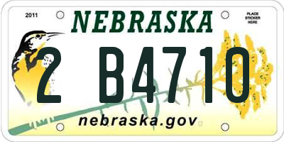 NE license plate 2B4710