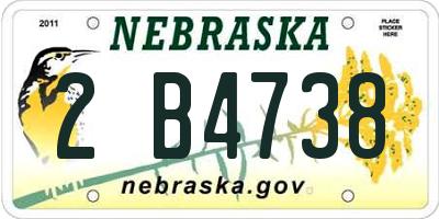 NE license plate 2B4738