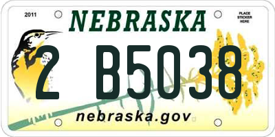 NE license plate 2B5038