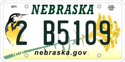NE license plate 2B5109