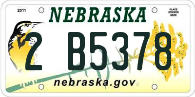 NE license plate 2B5378