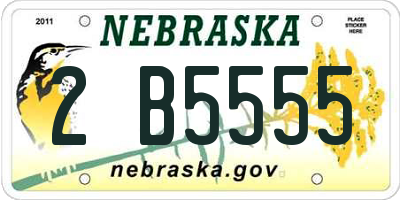 NE license plate 2B5555