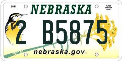 NE license plate 2B5875