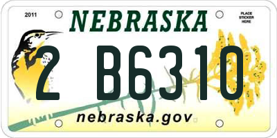NE license plate 2B6310