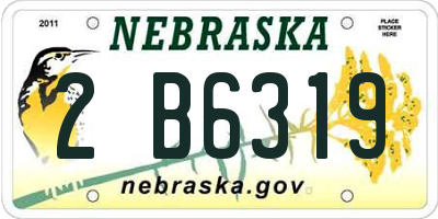 NE license plate 2B6319