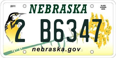 NE license plate 2B6347