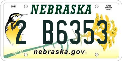 NE license plate 2B6353