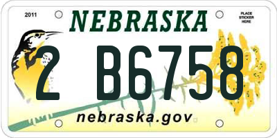 NE license plate 2B6758