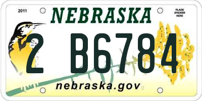 NE license plate 2B6784