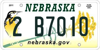 NE license plate 2B7010