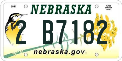 NE license plate 2B7182